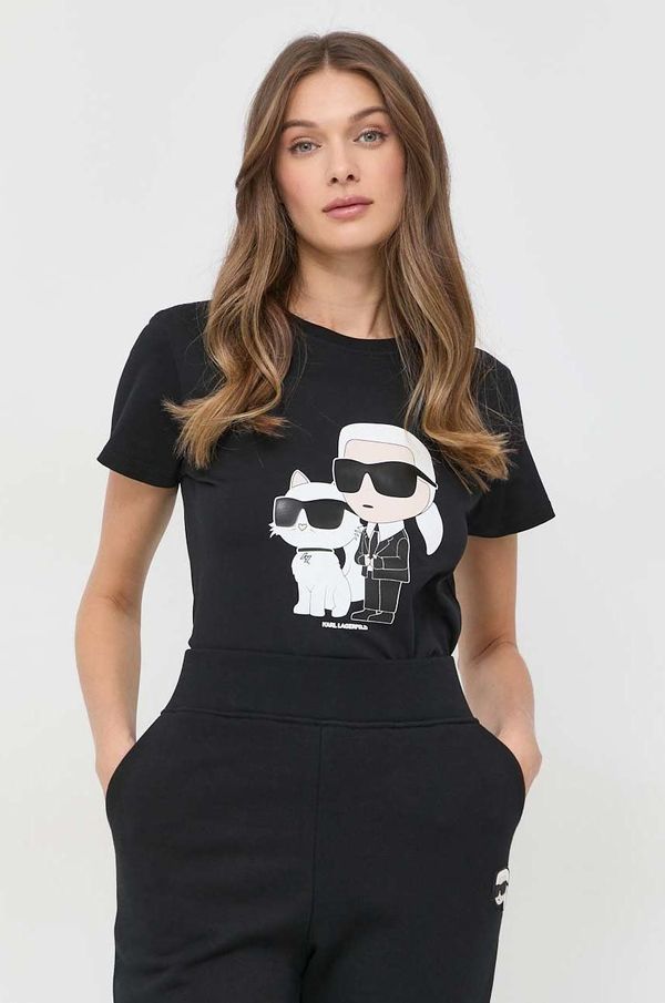 Karl Lagerfeld Pamučna majica Karl Lagerfeld boja: crna