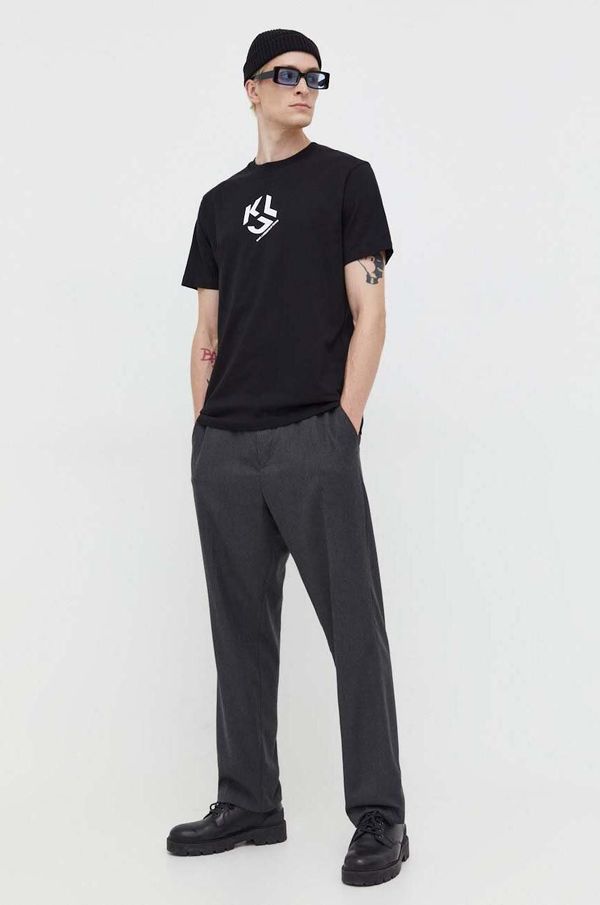 Karl Lagerfeld Jeans Pamučna majica Karl Lagerfeld Jeans boja: crna, s tiskom