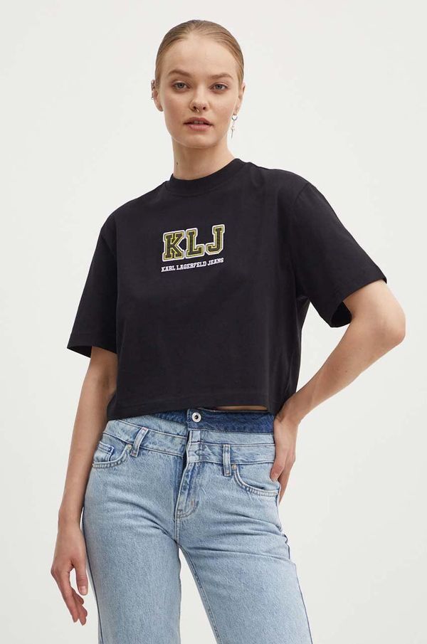 Karl Lagerfeld Jeans Pamučna majica Karl Lagerfeld Jeans za žene, boja: crna, 245J1701