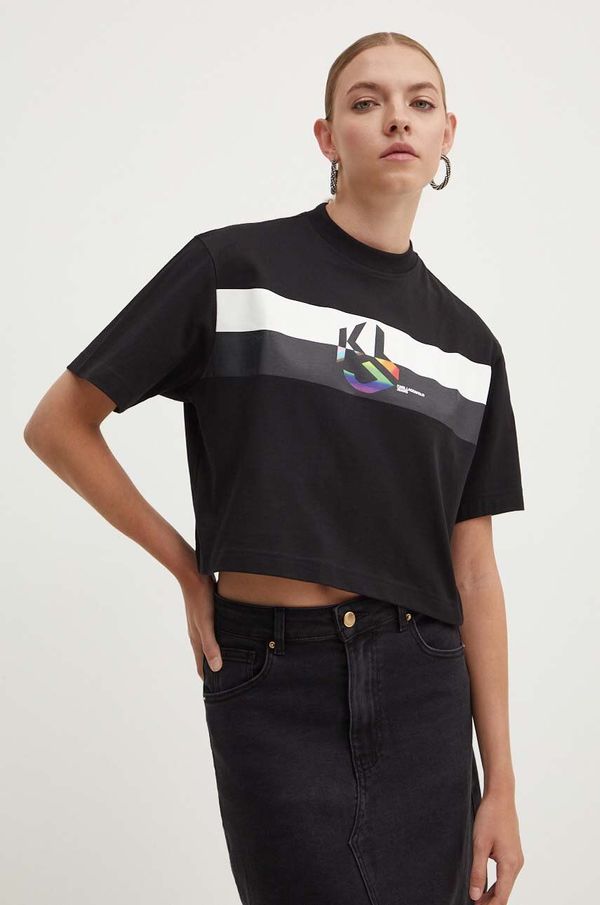 Karl Lagerfeld Jeans Pamučna majica Karl Lagerfeld Jeans za žene, boja: crna, 245J1710