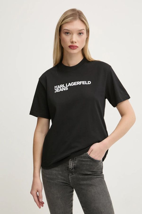 Karl Lagerfeld Jeans Pamučna majica Karl Lagerfeld Jeans za žene, boja: crna, A1W17005