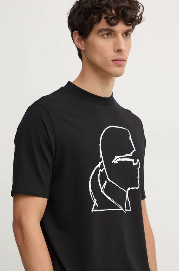 Karl Lagerfeld Pamučna majica Karl Lagerfeld za muškarce, boja: crna, s tiskom, 544225.755442