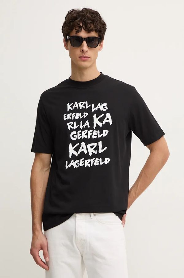Karl Lagerfeld Pamučna majica Karl Lagerfeld za muškarce, boja: crna, s tiskom, 544225.755443