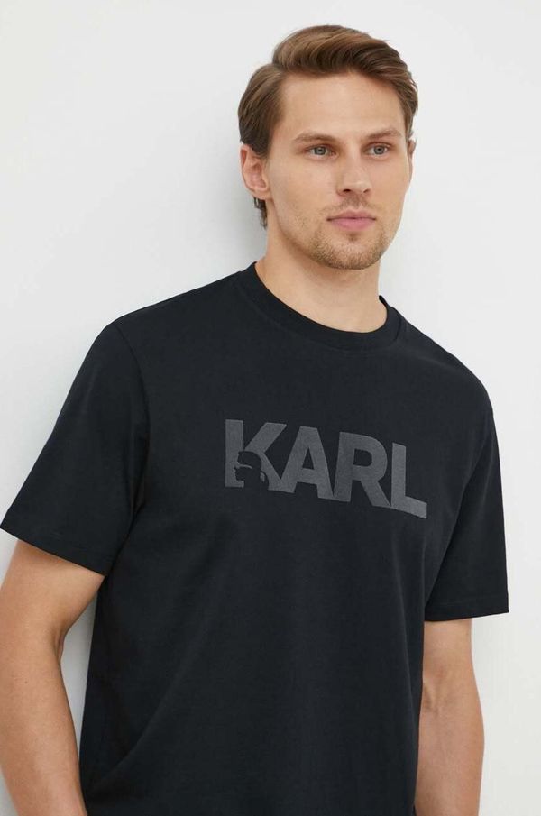 Karl Lagerfeld Pamučna majica Karl Lagerfeld za muškarce, boja: crna, s tiskom