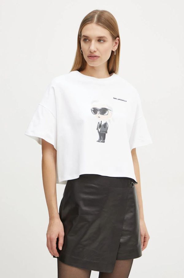 Karl Lagerfeld Pamučna majica Karl Lagerfeld za žene, boja: bež, A1W17132