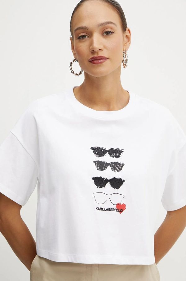 Karl Lagerfeld Pamučna majica Karl Lagerfeld za žene, boja: bijela, A1W17121