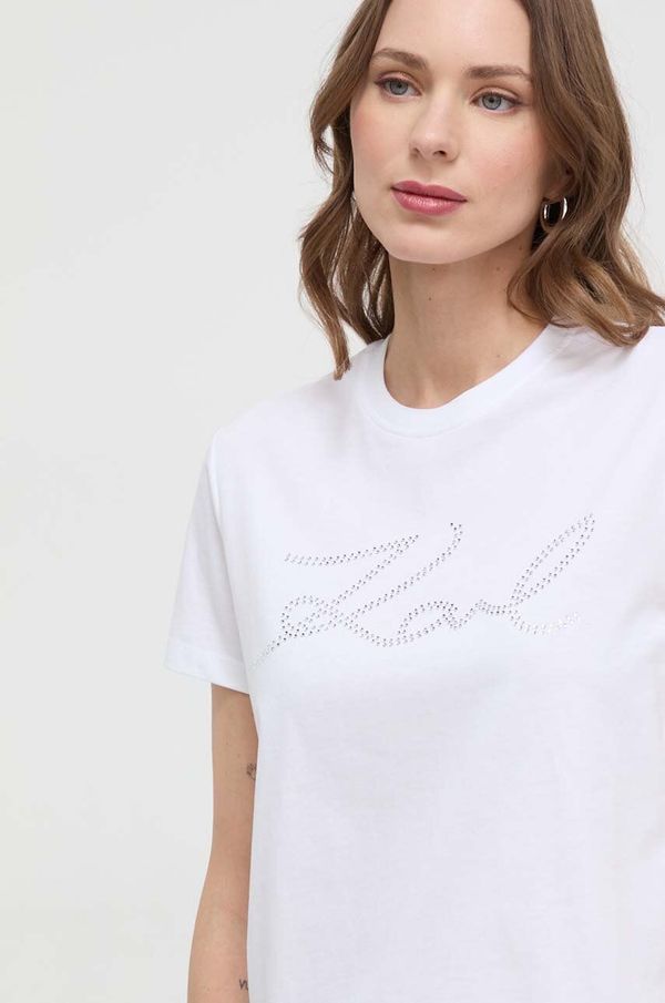Karl Lagerfeld Pamučna majica Karl Lagerfeld za žene, boja: bijela