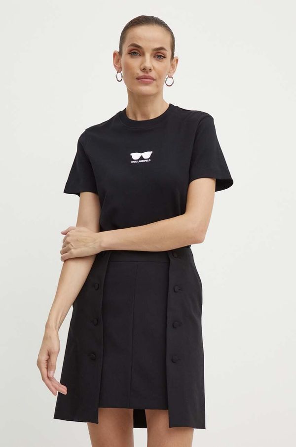 Karl Lagerfeld Pamučna majica Karl Lagerfeld za žene, boja: crna, 245W1717