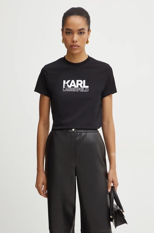 Karl Lagerfeld Pamučna majica Karl Lagerfeld za žene, boja: crna, 24WW1703