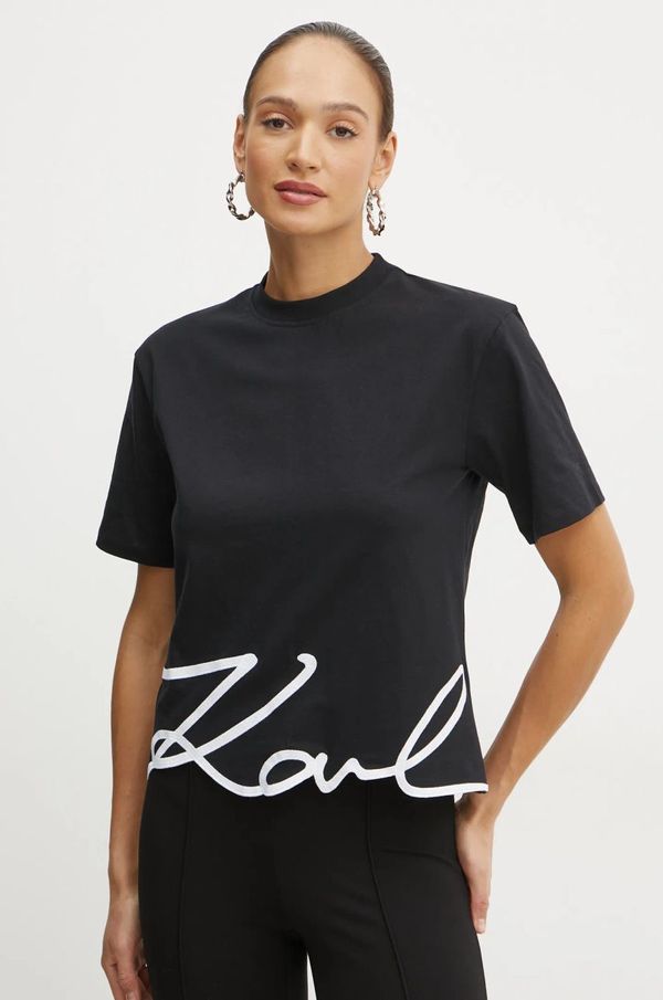Karl Lagerfeld Pamučna majica Karl Lagerfeld za žene, boja: crna, A1W17013