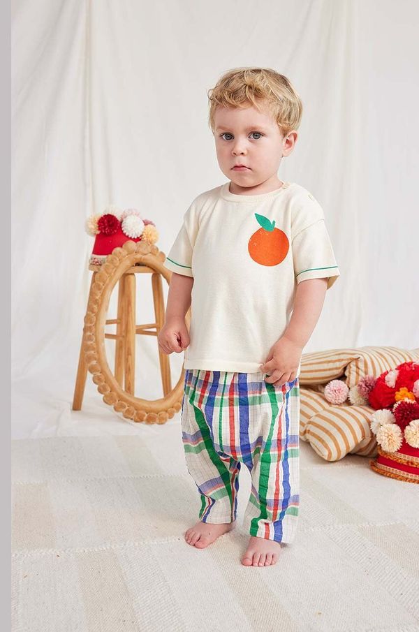 Bobo Choses Pamučna majica kratkih rukava za bebe Bobo Choses boja: bež, s tiskom