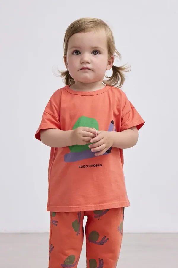 Bobo Choses Pamučna majica kratkih rukava za bebe Bobo Choses Funny Snail boja: narančasta, s tiskom, 125AB012