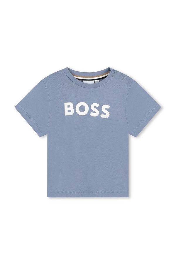 Boss Pamučna majica kratkih rukava za bebe BOSS boja: siva, s tiskom, J51298