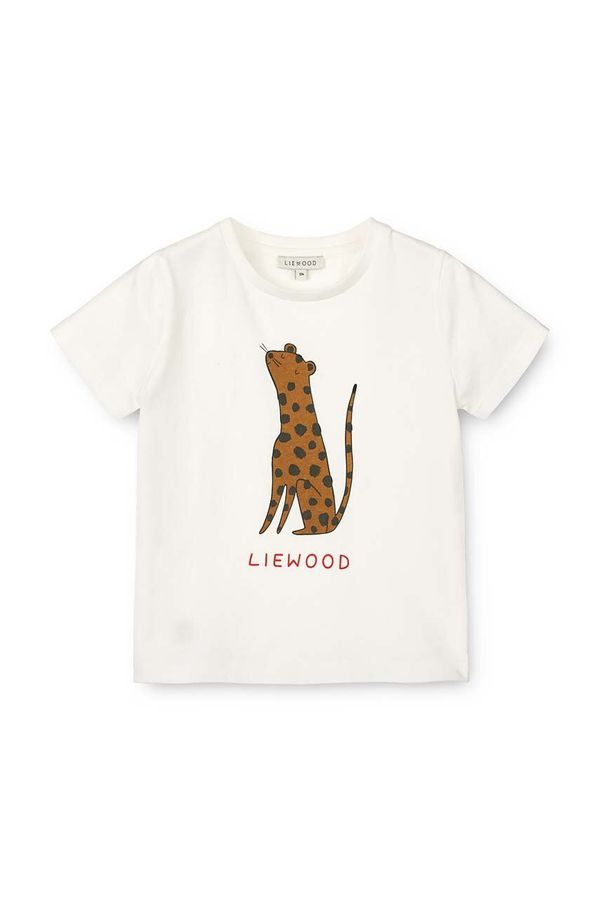 Liewood Pamučna majica kratkih rukava za bebe Liewood Apia Baby Placement Shortsleeve T-shirt boja: bež, s tiskom