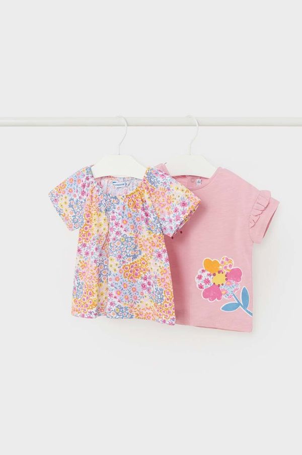 Mayoral Pamučna majica kratkih rukava za bebe Mayoral 2-pack boja: ružičasta
