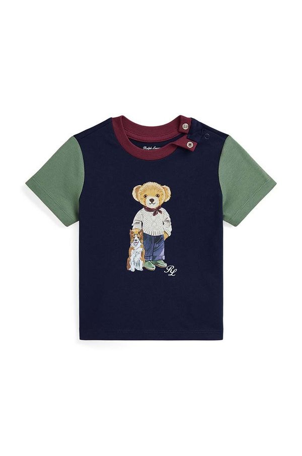 Polo Ralph Lauren Pamučna majica kratkih rukava za bebe Polo Ralph Lauren boja: tamno plava, s tiskom, 320952881001