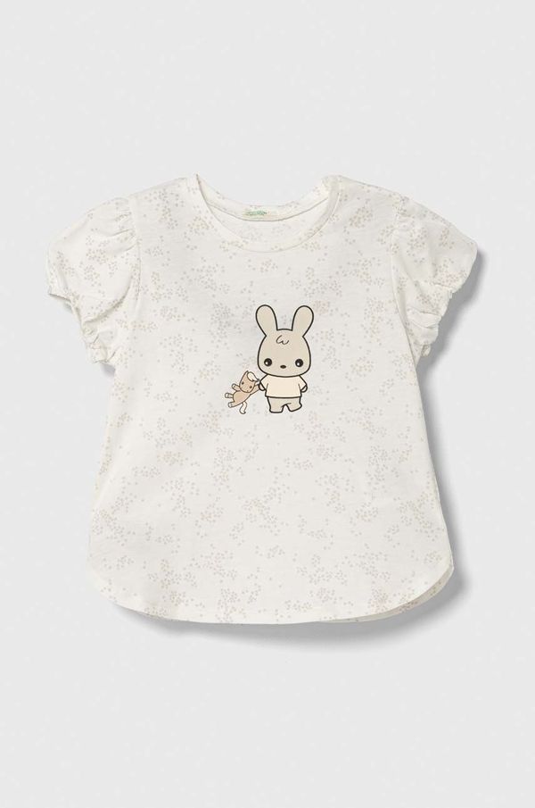 United Colors of Benetton Pamučna majica kratkih rukava za bebe United Colors of Benetton boja: bež