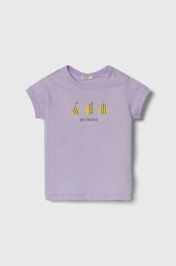 United Colors of Benetton Pamučna majica kratkih rukava za bebe United Colors of Benetton boja: ljubičasta