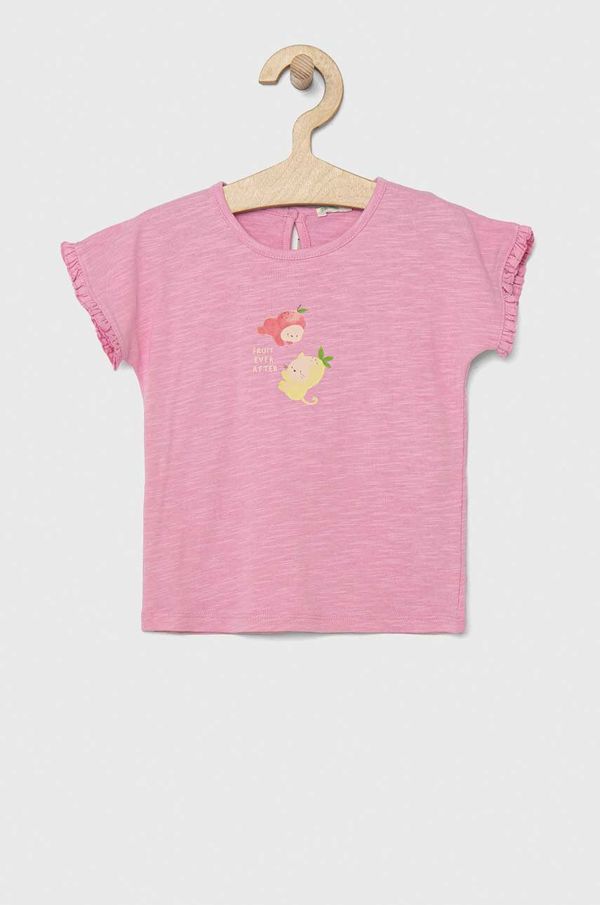 United Colors of Benetton Pamučna majica kratkih rukava za bebe United Colors of Benetton boja: ljubičasta