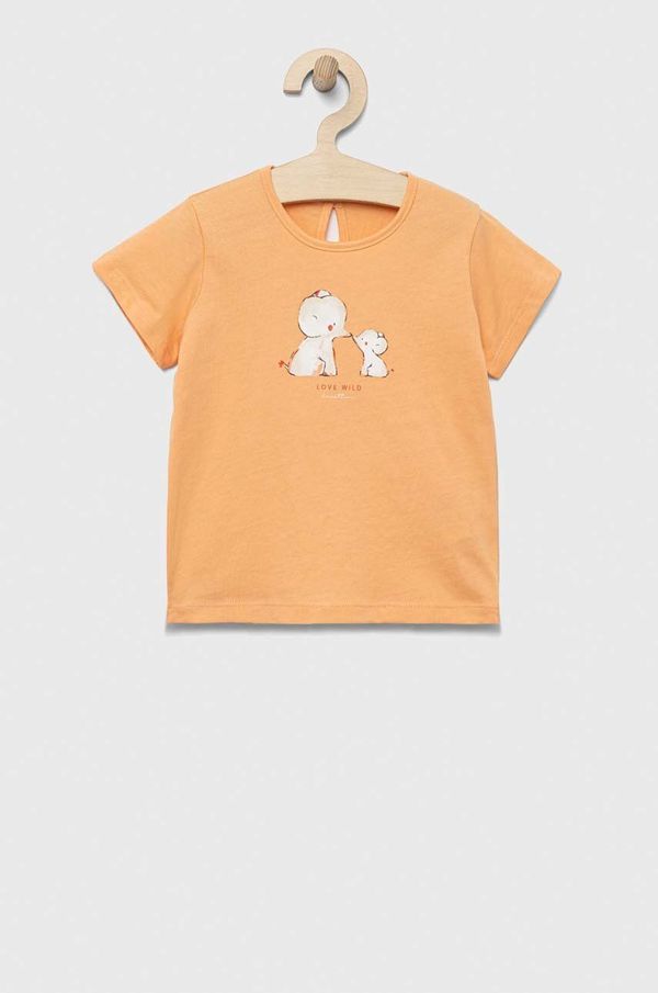 United Colors of Benetton Pamučna majica kratkih rukava za bebe United Colors of Benetton boja: narančasta