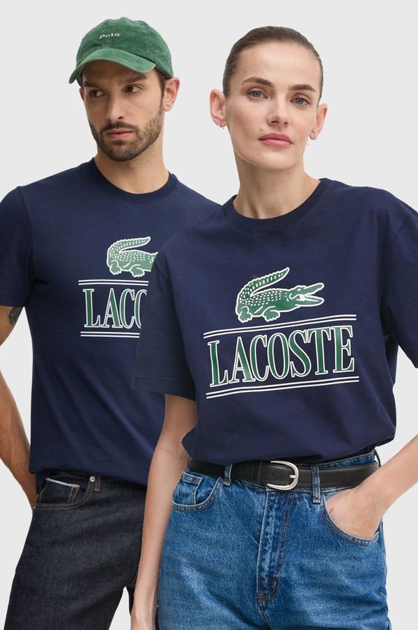 Lacoste Pamučna majica Lacoste boja: tamno plava, s tiskom, TH1218