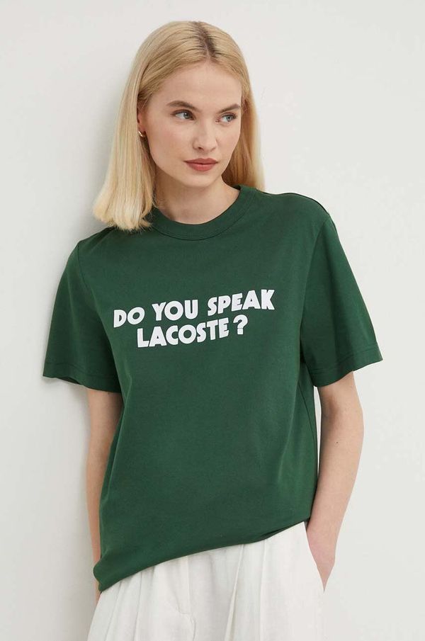 Lacoste Pamučna majica Lacoste boja: zelena, s tiskom