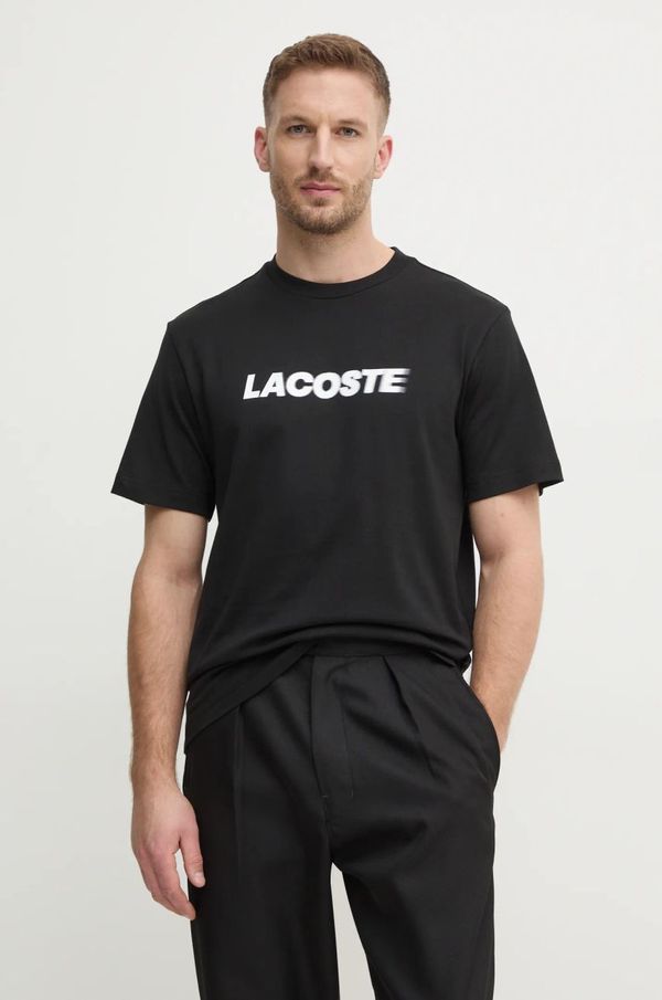 Lacoste Pamučna majica Lacoste za muškarce, boja: crna, s tiskom, TH2861