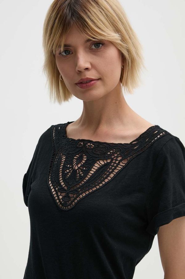 Lauren Ralph Lauren Pamučna majica Lauren Ralph Lauren za žene, boja: crna, 200940443