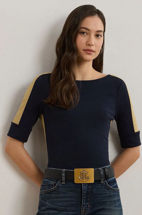 Lauren Ralph Lauren Pamučna majica Lauren Ralph Lauren za žene, boja: tamno plava, 200963099