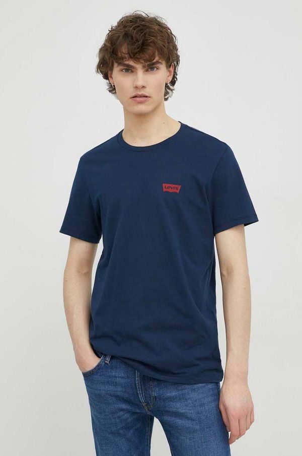 Levi's Pamučna majica Levi's 2-pack boja: crna, s tiskom