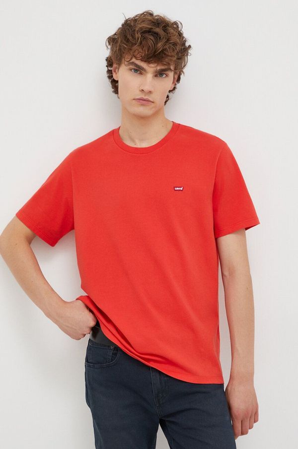 Levi's Pamučna majica Levi's boja: crvena, bez uzorka