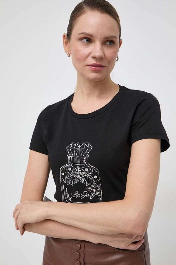 Liu Jo Pamučna majica Liu Jo za žene, boja: crna