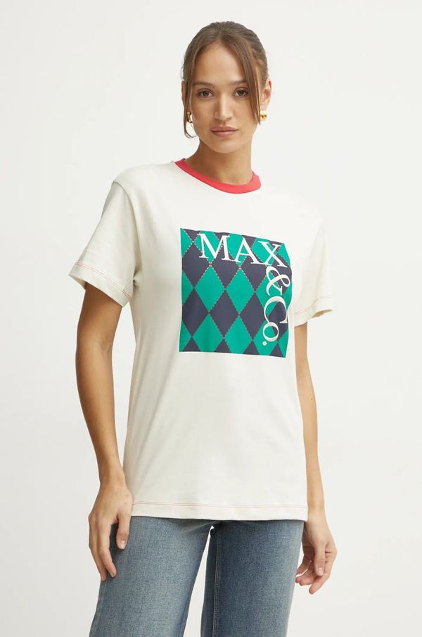 Max&Co. Pamučna majica MAX&Co. za žene, boja: bež, 2518971041200