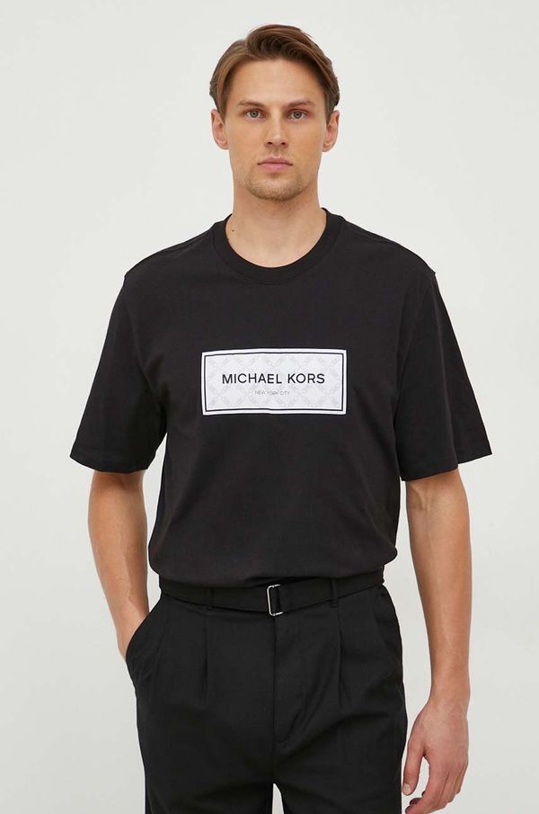 Michael Kors Pamučna majica Michael Kors za muškarce, boja: crna, s aplikacijom