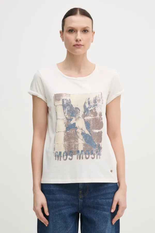 Mos Mosh Pamučna majica Mos Mosh za žene, boja: bež, 168410