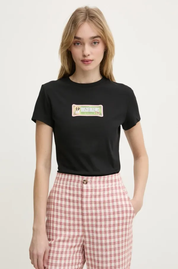 Moschino Jeans Pamučna majica Moschino Jeans za žene, boja: crna, 0703 3229