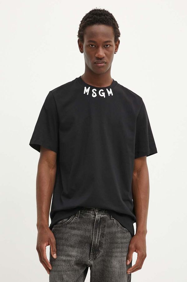 MSGM Pamučna majica MSGM za muškarce, boja: crna, s tiskom, 3740MM102.247798