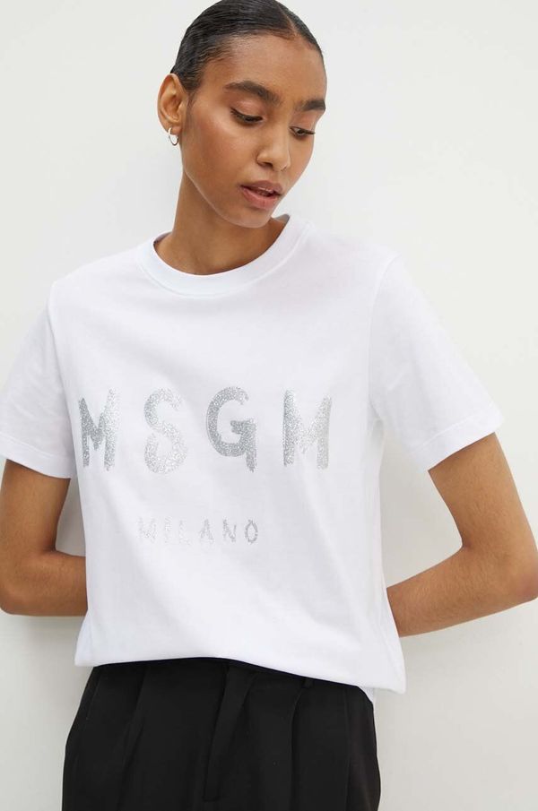 MSGM Pamučna majica MSGM za žene, boja: bijela, 3441MDM510G.237002