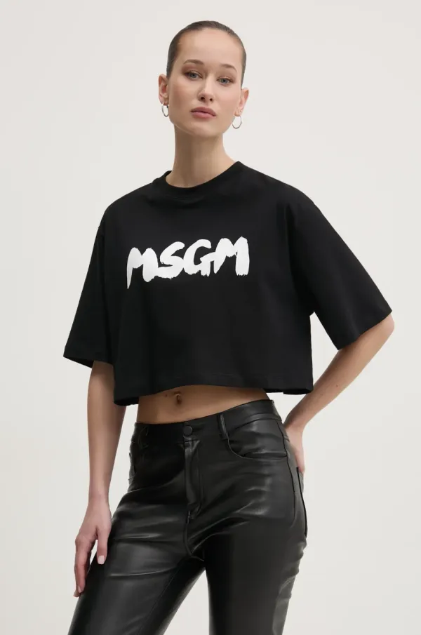 MSGM Pamučna majica MSGM za žene, boja: crna, 3841MDM100.257002