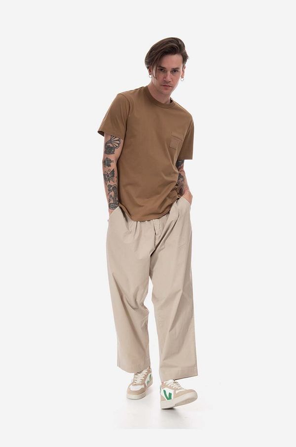 Neil Barrett Pamučna majica Neil Barett Slim Memory Od Army boja: smeđa, glatki model, PBJT148.U501C-1390