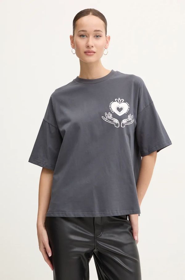 Never Fully Dressed Pamučna majica Never Fully Dressed Charcoal Midnight Romance Tee za žene, boja: siva, NFDTO1374