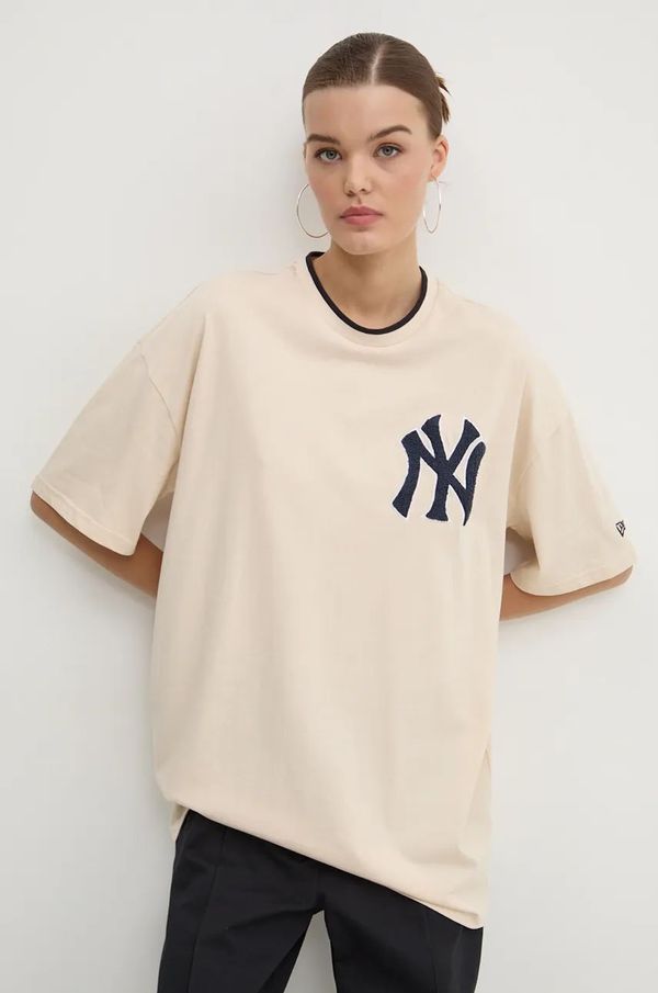 New Era Pamučna majica New Era NEW YORK YANKEES boja: bež, s tiskom, 60564866