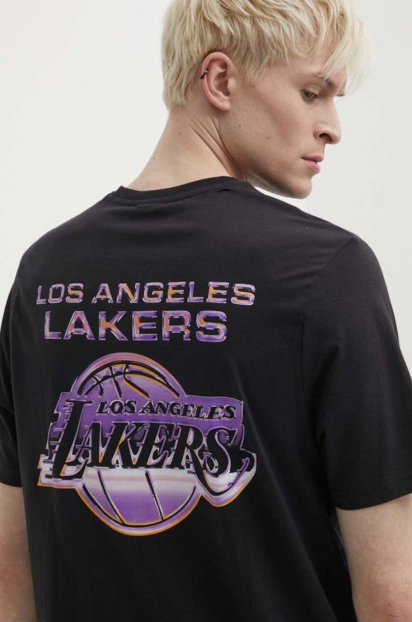New Era Pamučna majica New Era za muškarce, boja: crna, s tiskom, LOS ANGELES LAKERS