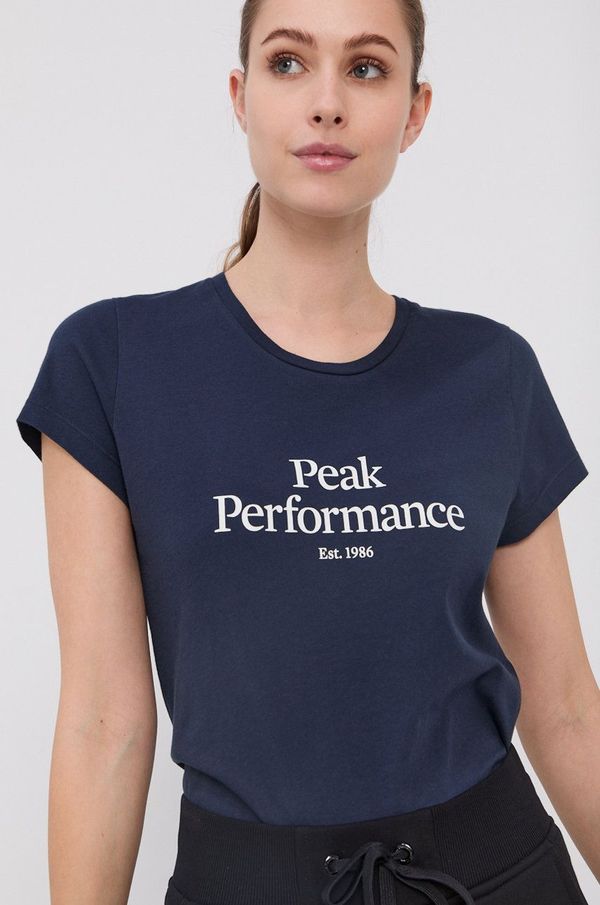 Peak Performance Pamučna majica Peak Performance boja: tamno plava