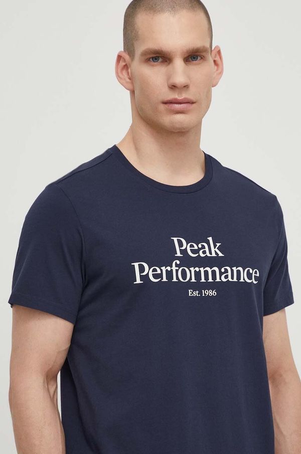 Peak Performance Pamučna majica Peak Performance za muškarce, boja: tamno plava, s tiskom
