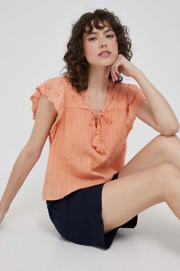 Pepe Jeans Pamučna majica Pepe Jeans Anaise za žene, boja: narančasta, glatka
