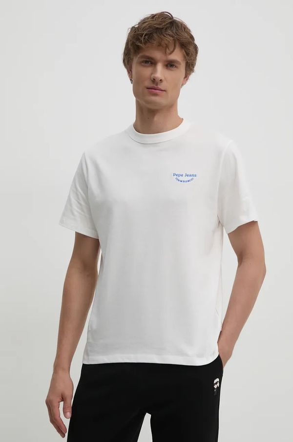 Pepe Jeans Pamučna majica Pepe Jeans ARIS za muškarce, boja: bijela, s aplikacijom, PM509630
