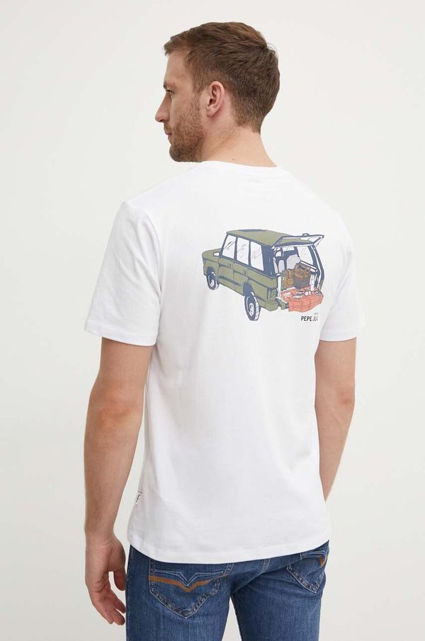 Pepe Jeans Pamučna majica Pepe Jeans ARMIND za muškarce, boja: bijela, s tiskom, PM509642