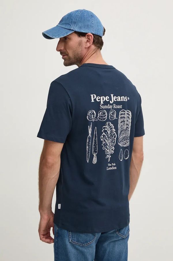 Pepe Jeans Pamučna majica Pepe Jeans ARRYN za muškarce, boja: tamno plava, s tiskom, PM509623