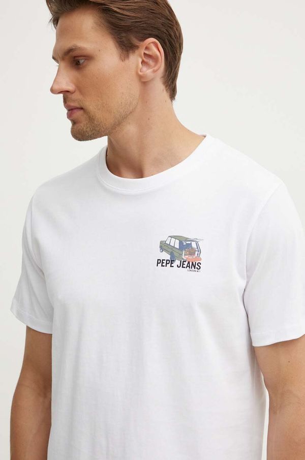Pepe Jeans Pamučna majica Pepe Jeans ARSHINE za muškarce, boja: bijela, s tiskom, PM509651